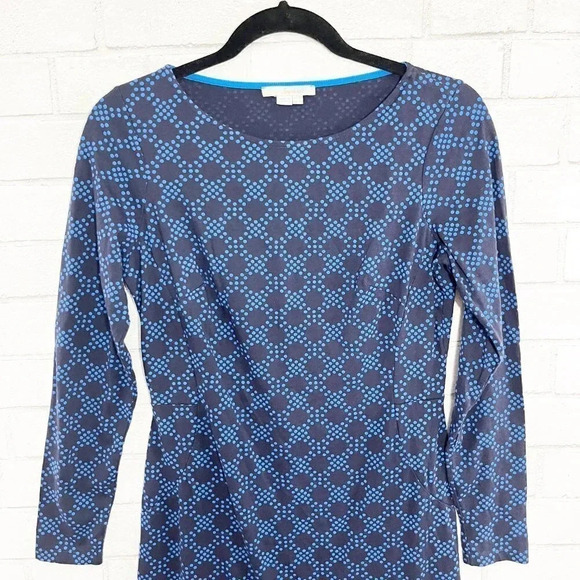Boden Blue Mia Polka Dot Long Sleeve Jersey Day Dress Women's US Size 6 Regular - Picture 3 of 9